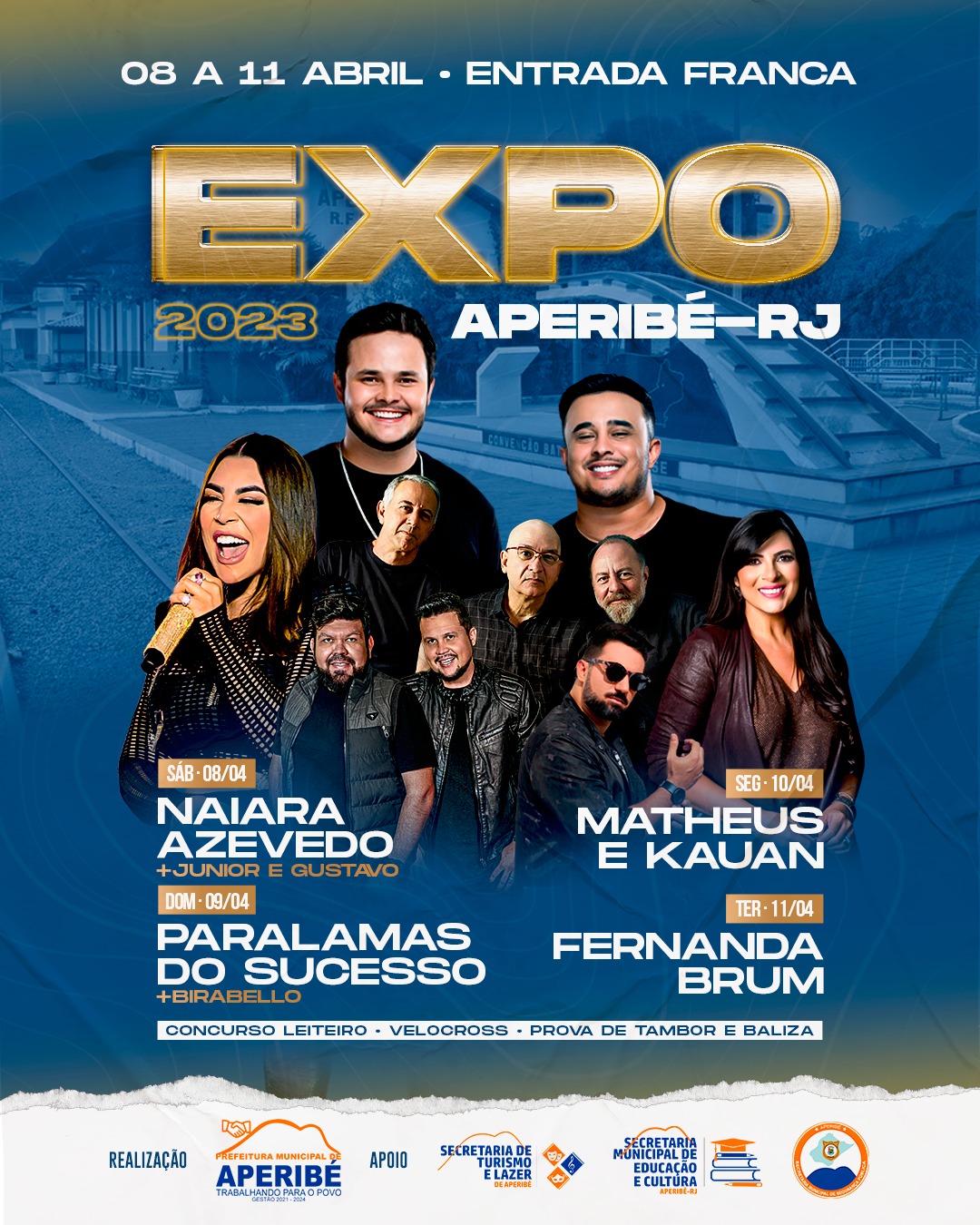 Vem aí a Expo Aperibé 2023, uma mega festa para comemorar os 31 anos de nossa cidade, de 08 a 11 de abril