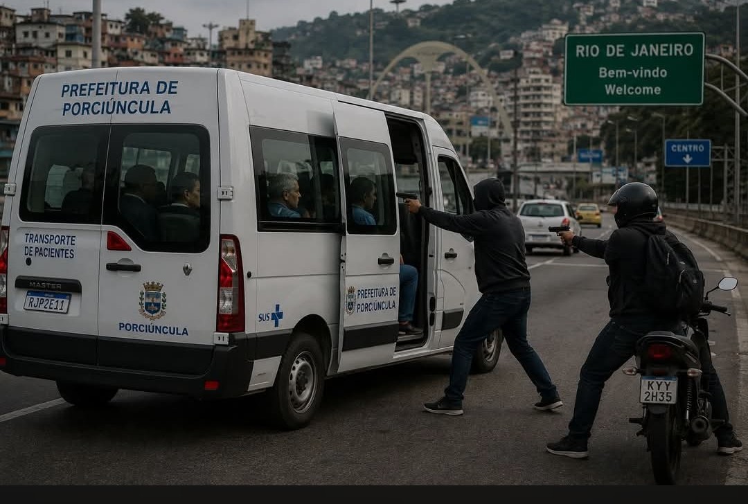 Van da Prefeitura de Porciúncula é roubada durante transporte de pacientes para a capital
